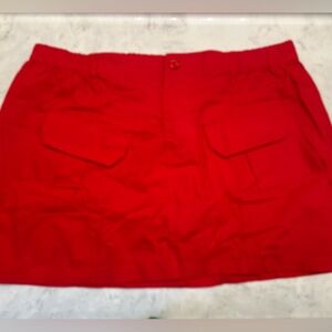 Fashion Nova Catalina Solid Cargo Red Mini Skirt Pockets Women’s Sz 1X Red New